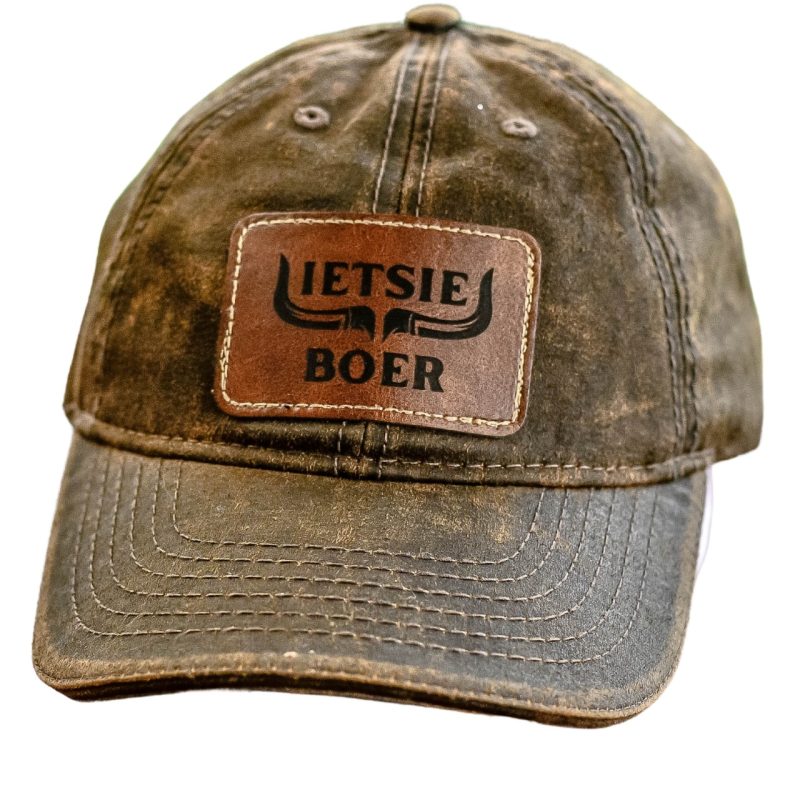 Ietsie Boer Brown with Leather Patch Washed Oil Skin Cap